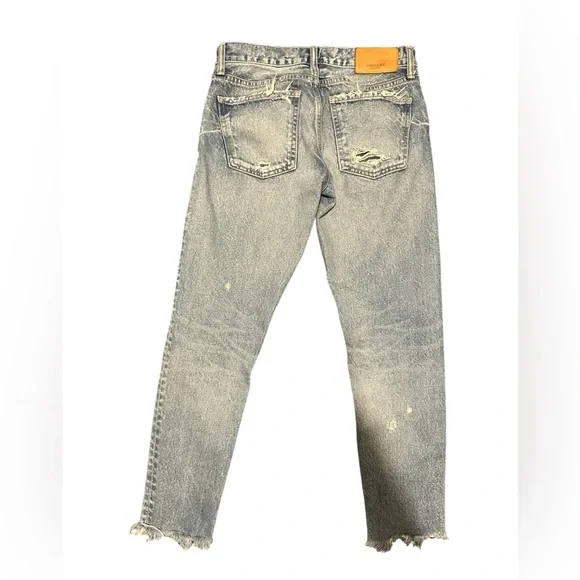 Moussy Vintage Denim Kelley Tapered Distressed Raw Hem Jeans, pre-owned, size 25 - Picture 10 of 16